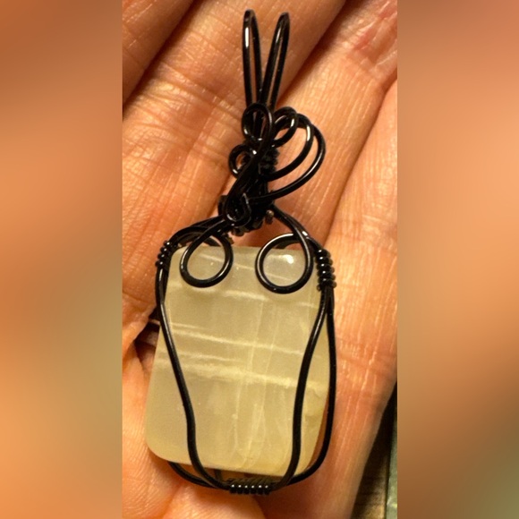 Beautiful Moonstone pendant in a black wrap (jewelers grade wire) - Picture 6 of 16